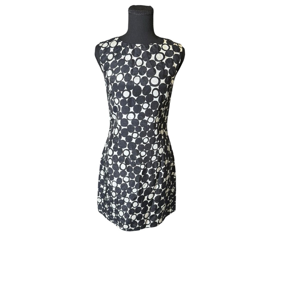 Maria Bianca Nero Shift Dress Womens S Black White Eyelet Circle Print